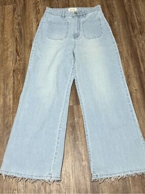 Rolla's High Rise Wide Leg Jeans Women's 28 Patch Pocket in Sailor Tash Blue